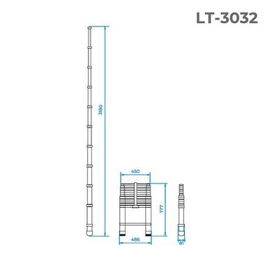 Лестница телескопическая Intertool - 3200 мм х 10 ступеней (LT-3032)