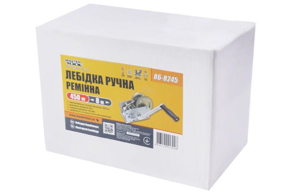 Лебідка барабанна Mastertool - 450 кг x 8 м ремінь (86-8245)