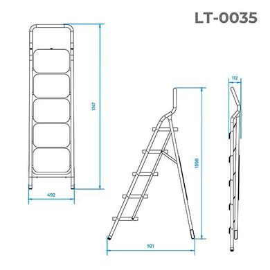 Драбина Intertool - 1625 мм х 5 ступені 380 х 260 мм (LT-0035)